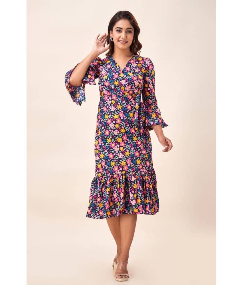     			NeshamaKurti Women Crepe Printed Wrap Dress ( Multi Color )