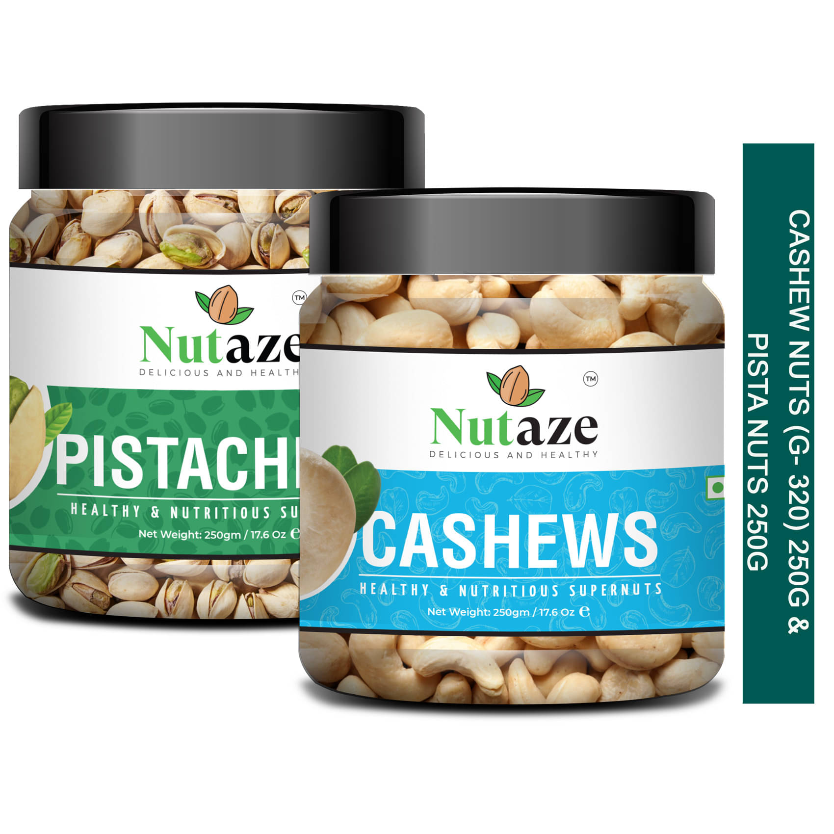     			Nutaze Combo Pack Of Premium Cashew 250g & Premium Pistacios 250g| 100% Tasty & Crunchy
