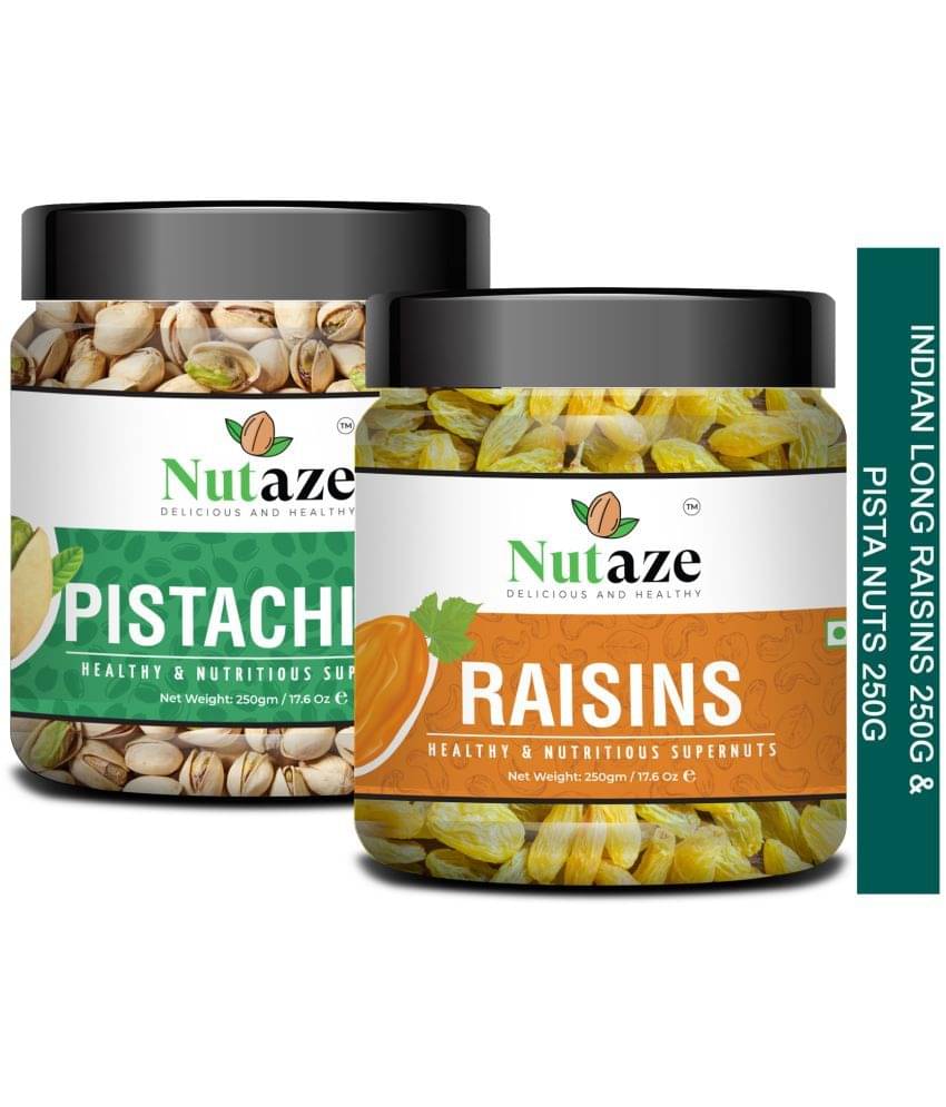 Nutaze Combo Pack Of Premium Pistachios 250g & Kashmiri Raisins 250g| 100% Natural & Healthy Nutaze Combo Pack Of Premium Pistachios 250g & Kashmiri Raisins 250g| 100% Natural & Healthy