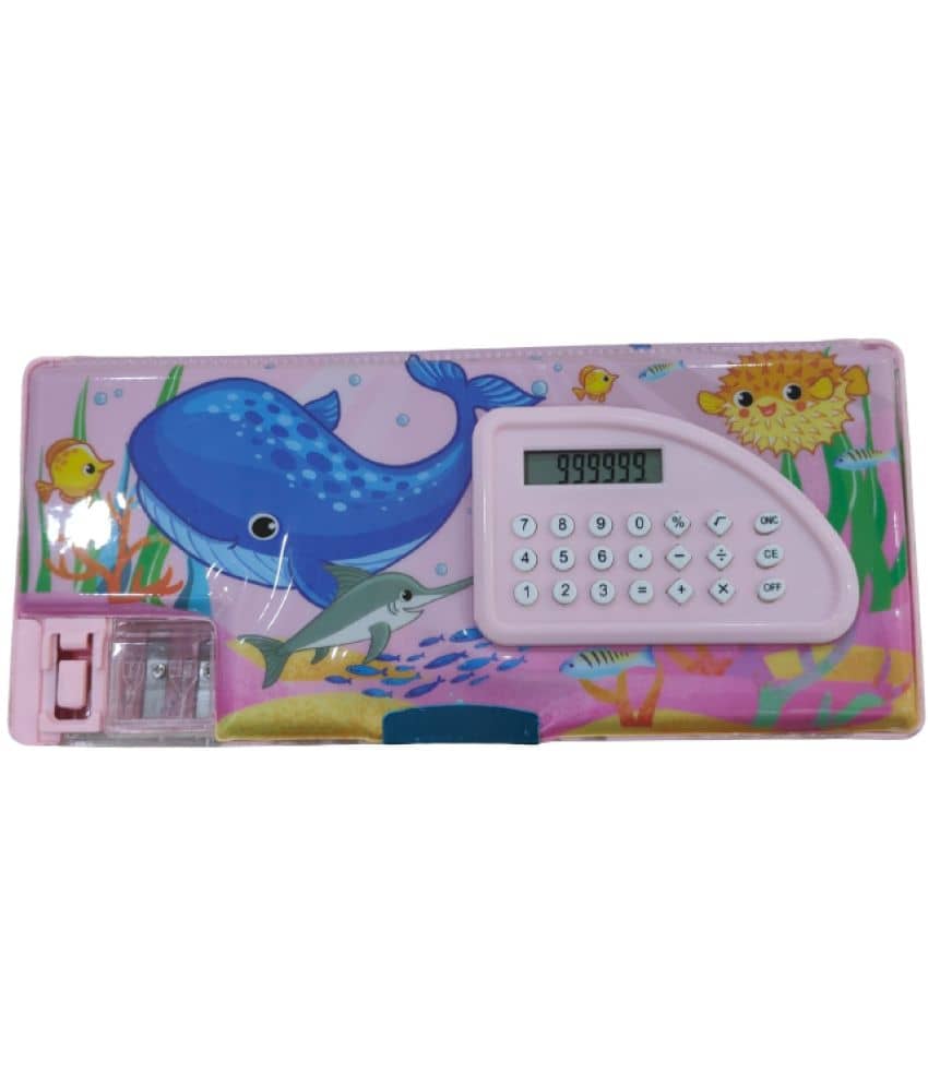 2420 Y-YESKART Jumbo Pencil Box with in Built Calculator and Sharpener for Kids  Plastic Pencil Box |Pink