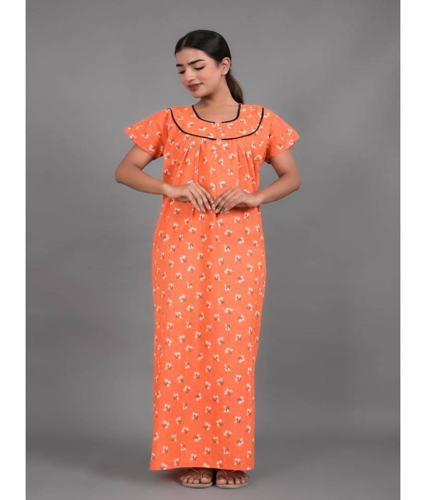     			Apratim - Orange Cotton Women's Nightwear Nighty & Night Gowns ( Pack of 1 )