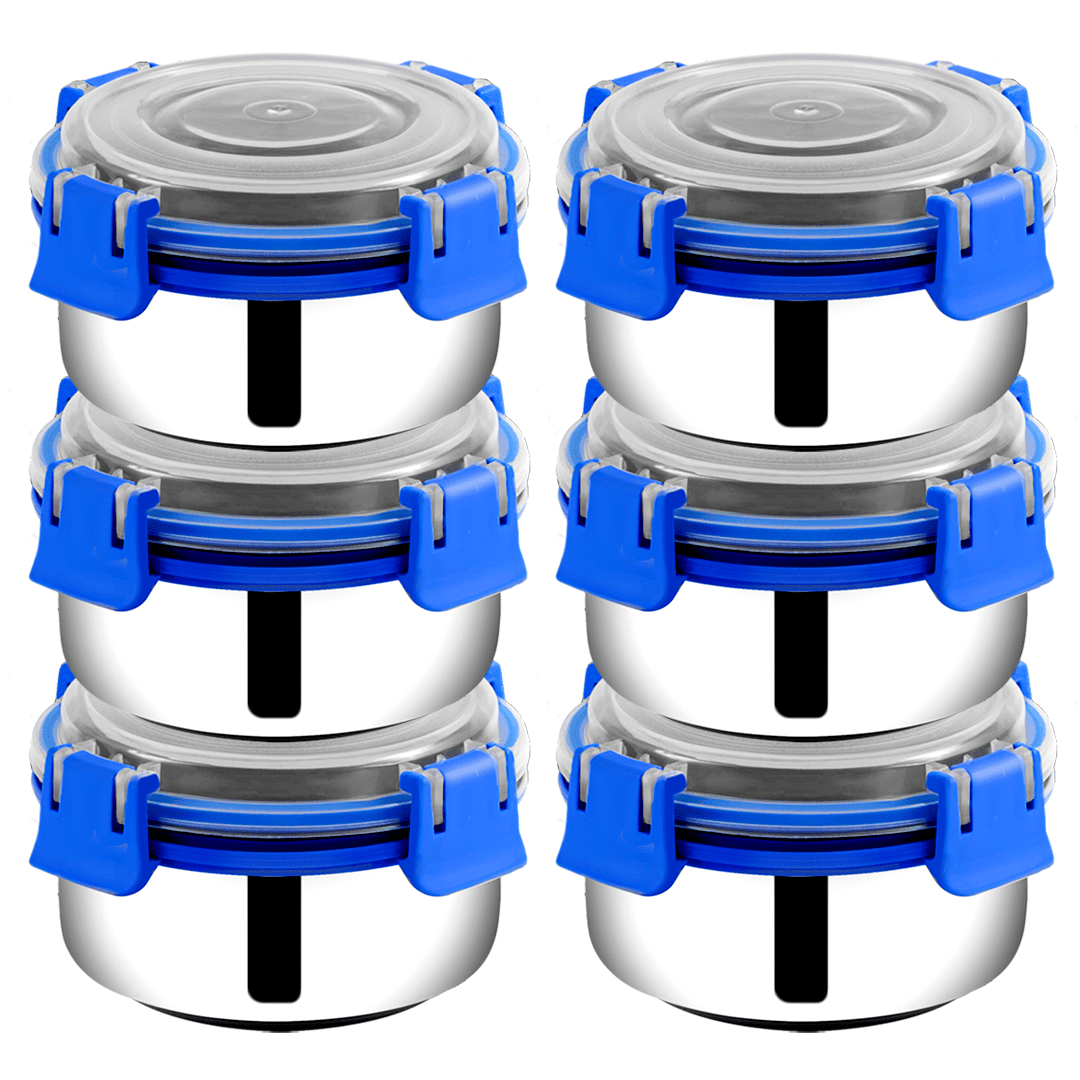 BOWLMAN Steel Orange Food Container ( Set of 6 )