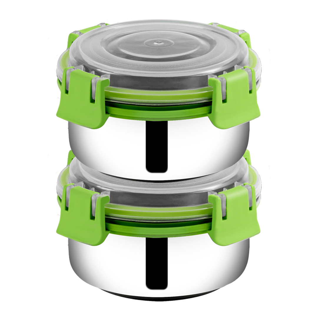     			BOWLMAN Steel Green Food Container ( Set of 2 )