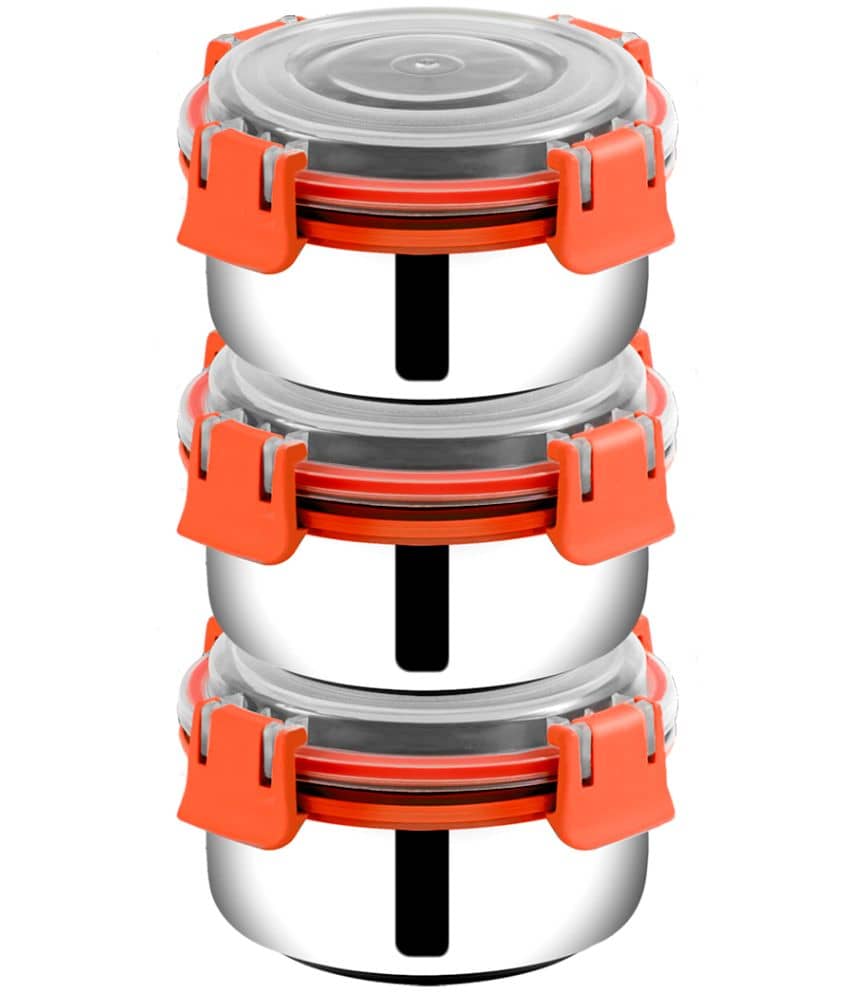 BOWLMAN Steel Orange Food Container ( Set of 2 )