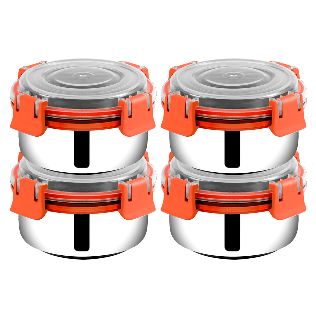 BOWLMAN Steel Green Food Container ( Set of 4 )