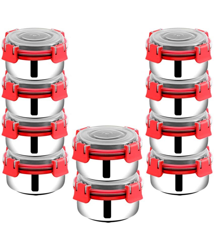 BOWLMAN Steel Red Food Container ( Set of 2 )
