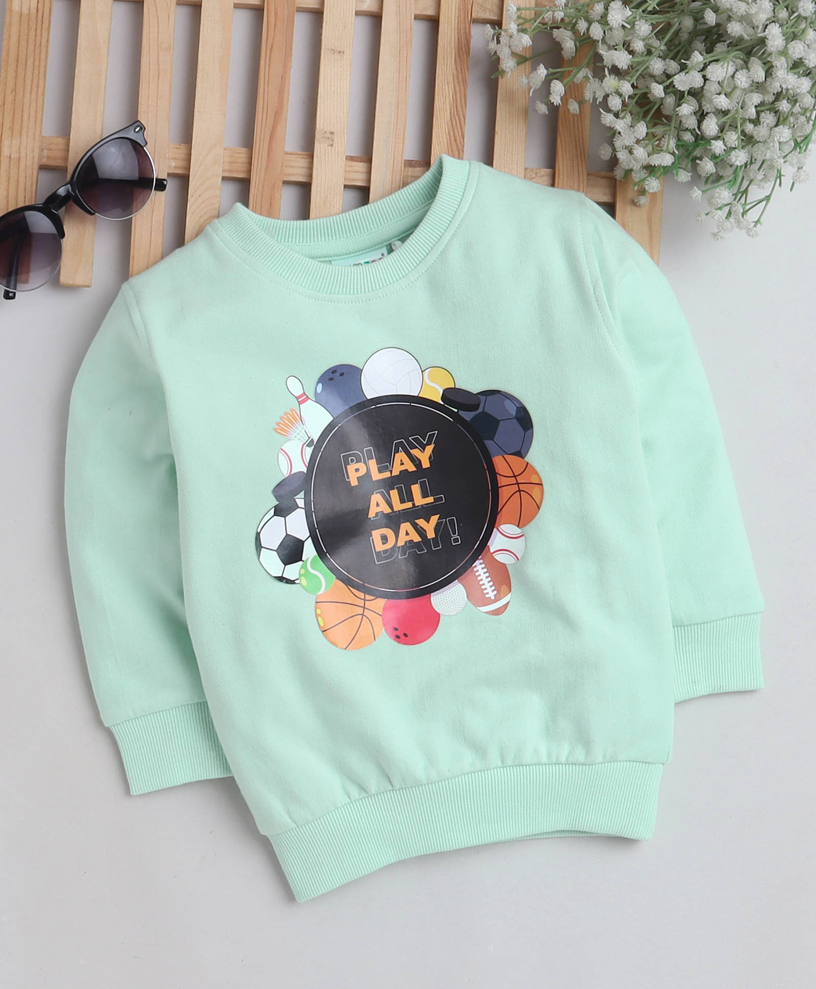     			BUMZEE Mint Green Boys Full Sleeves Sweatshirt Age - 6-12 Months