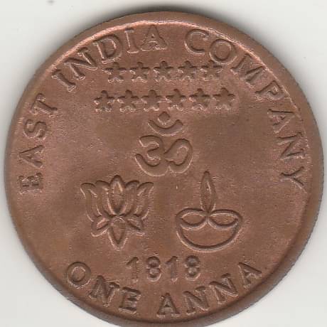 COIN AND HERITAGE GALLERY - RAM DARBAR 3 JAN,1 ANNA LOTUS-EIC-1818 1 Numismatic Coins     			COIN AND HERITAGE GALLERY - RAM DARBAR 3 JAN,1 ANNA LOTUS-EIC-1818 1 Numismatic Coins