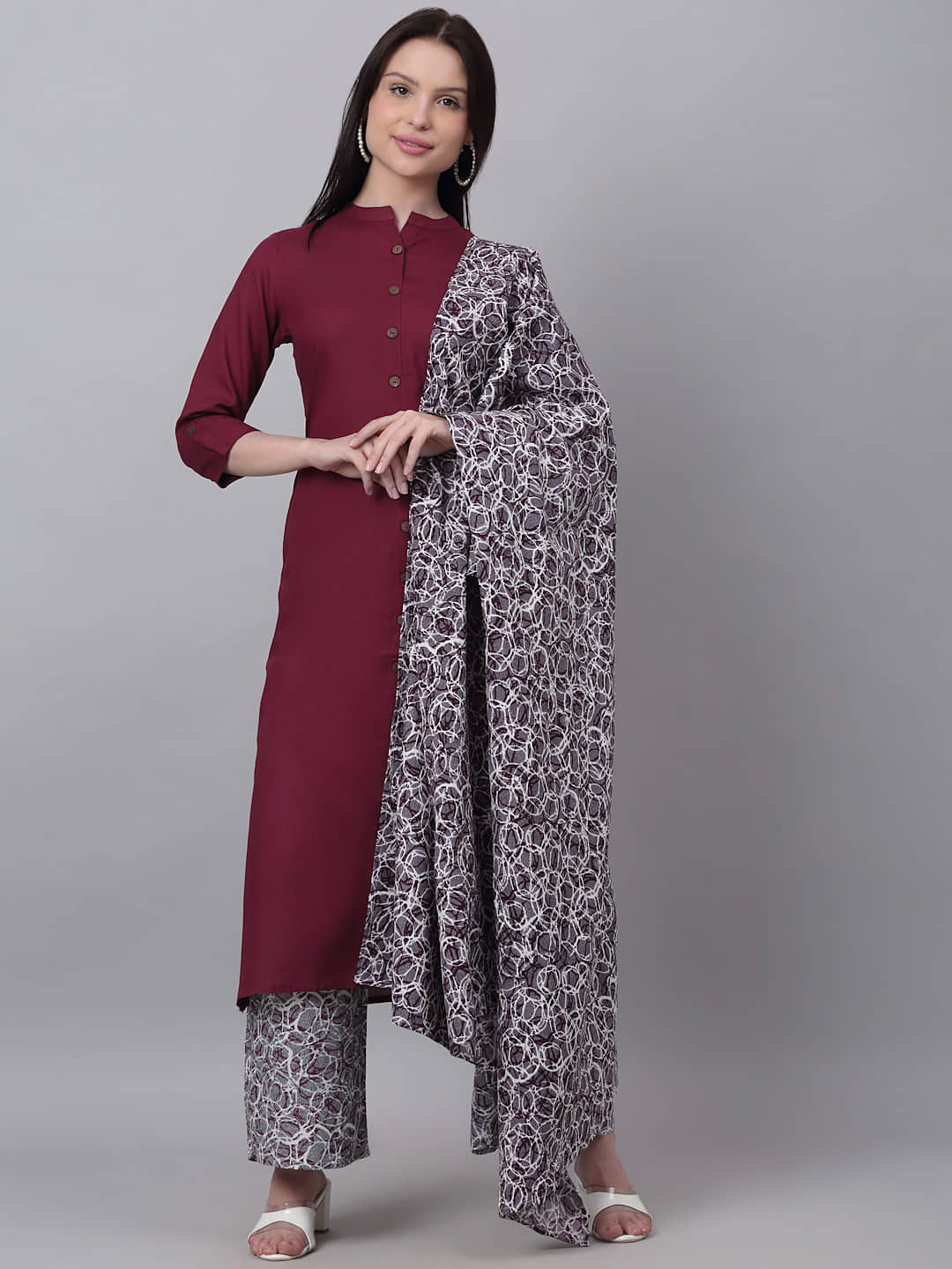 Doriya - Maroon Straight Rayon Women's Stitched Salwar Suit ( Pack of 1 )