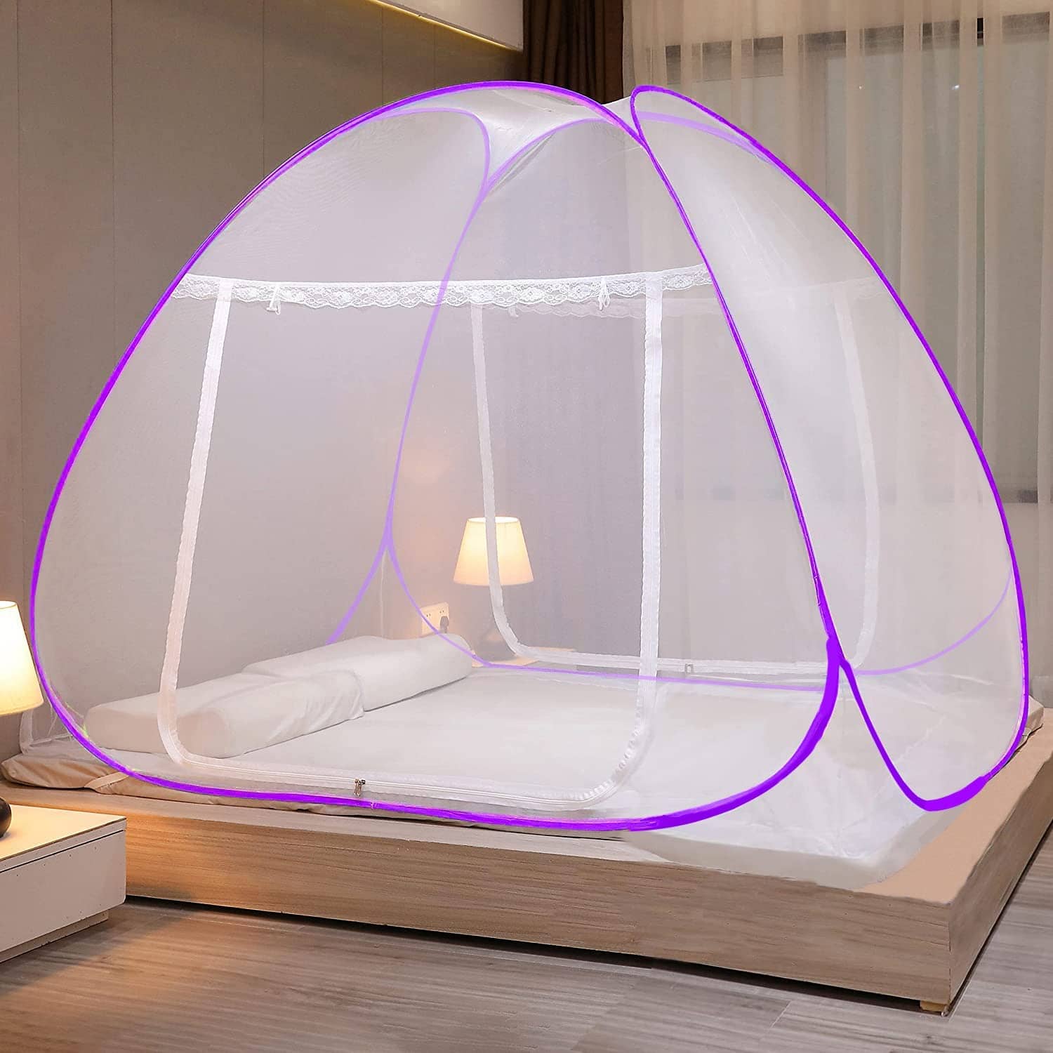 Evafly - Red Polycotton Foldable Mosquito Net, Machardani ( Pack of 1 )