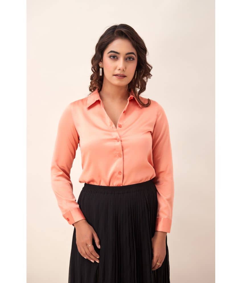 FabbibaPrints Women Solid Satin Shirt ( Black )