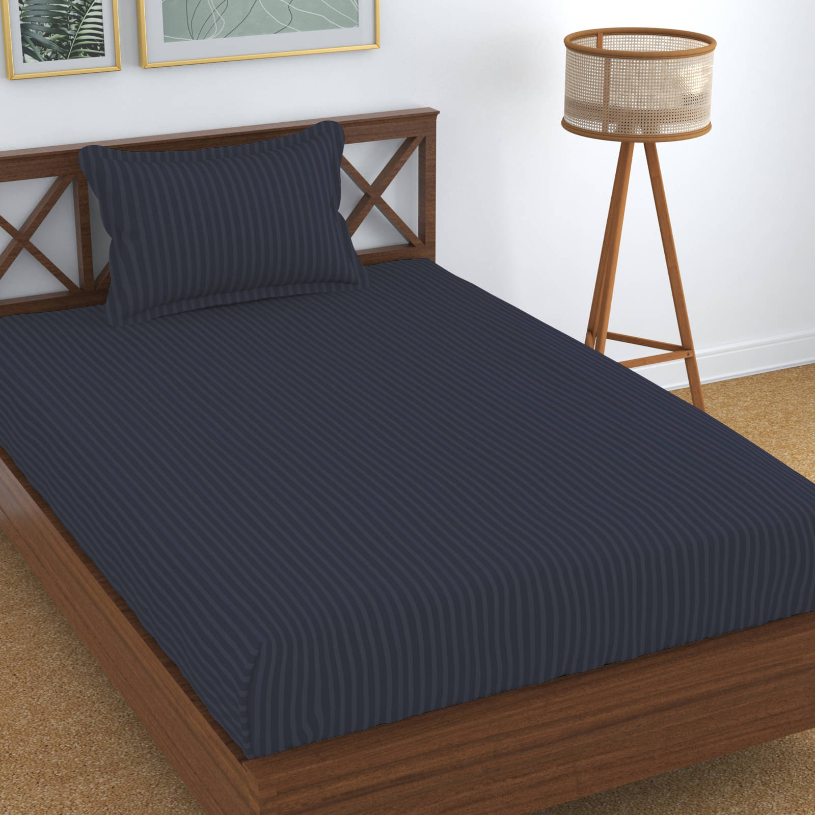     			Homefab India Cotton Single Bedsheet ( Grey )