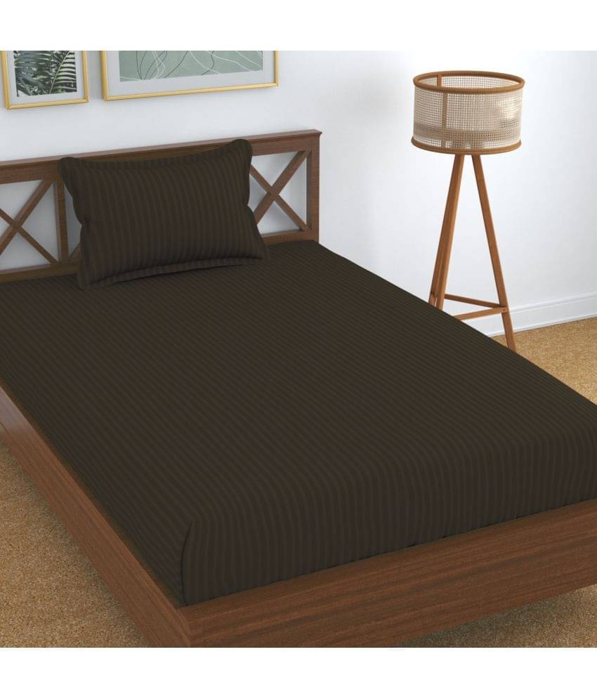     			Homefab India Cotton Single Bedsheet ( Brown )