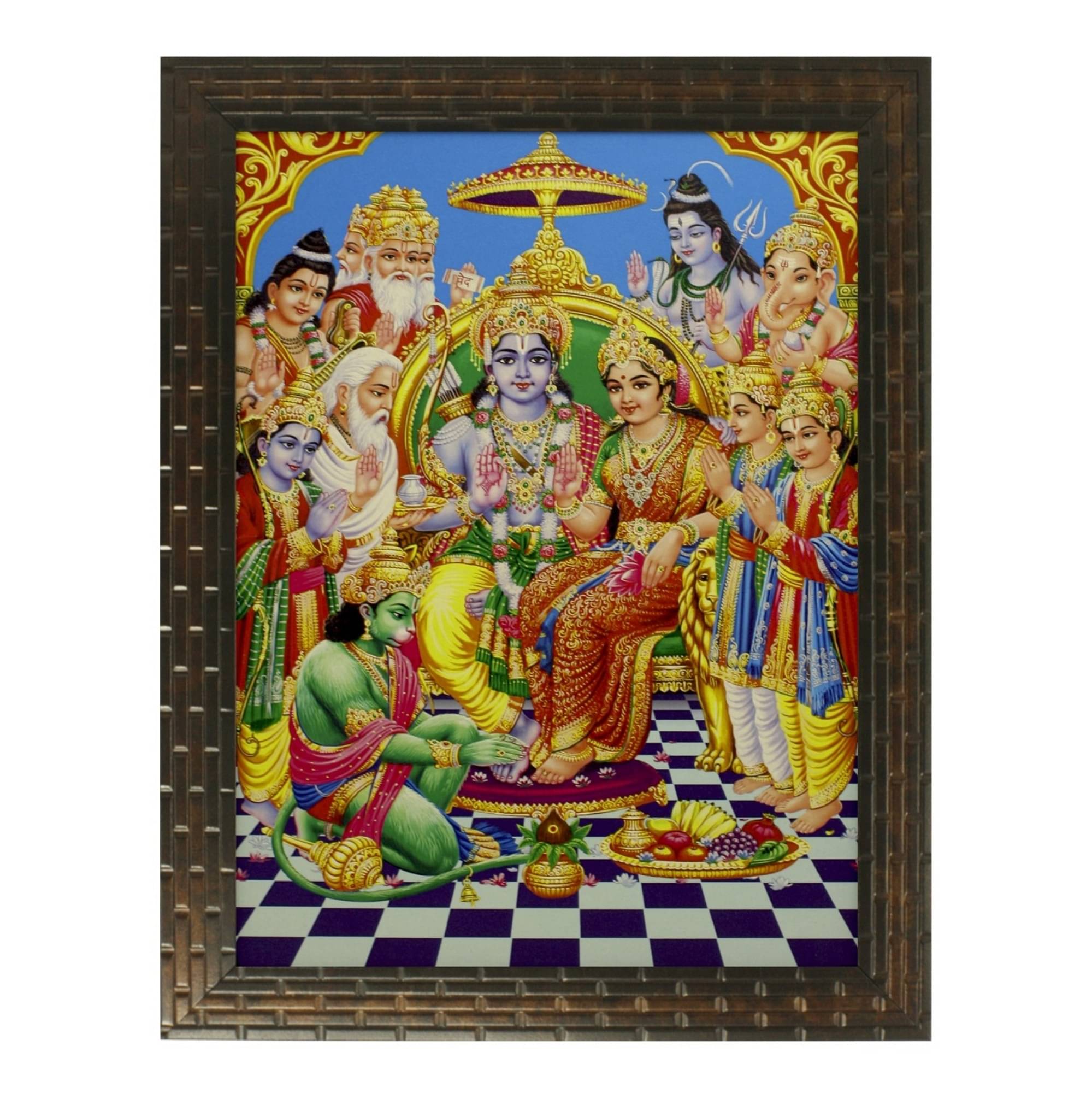     			Indianara Shri Ram Darbar Religious Wall Hanging Painting With Frame