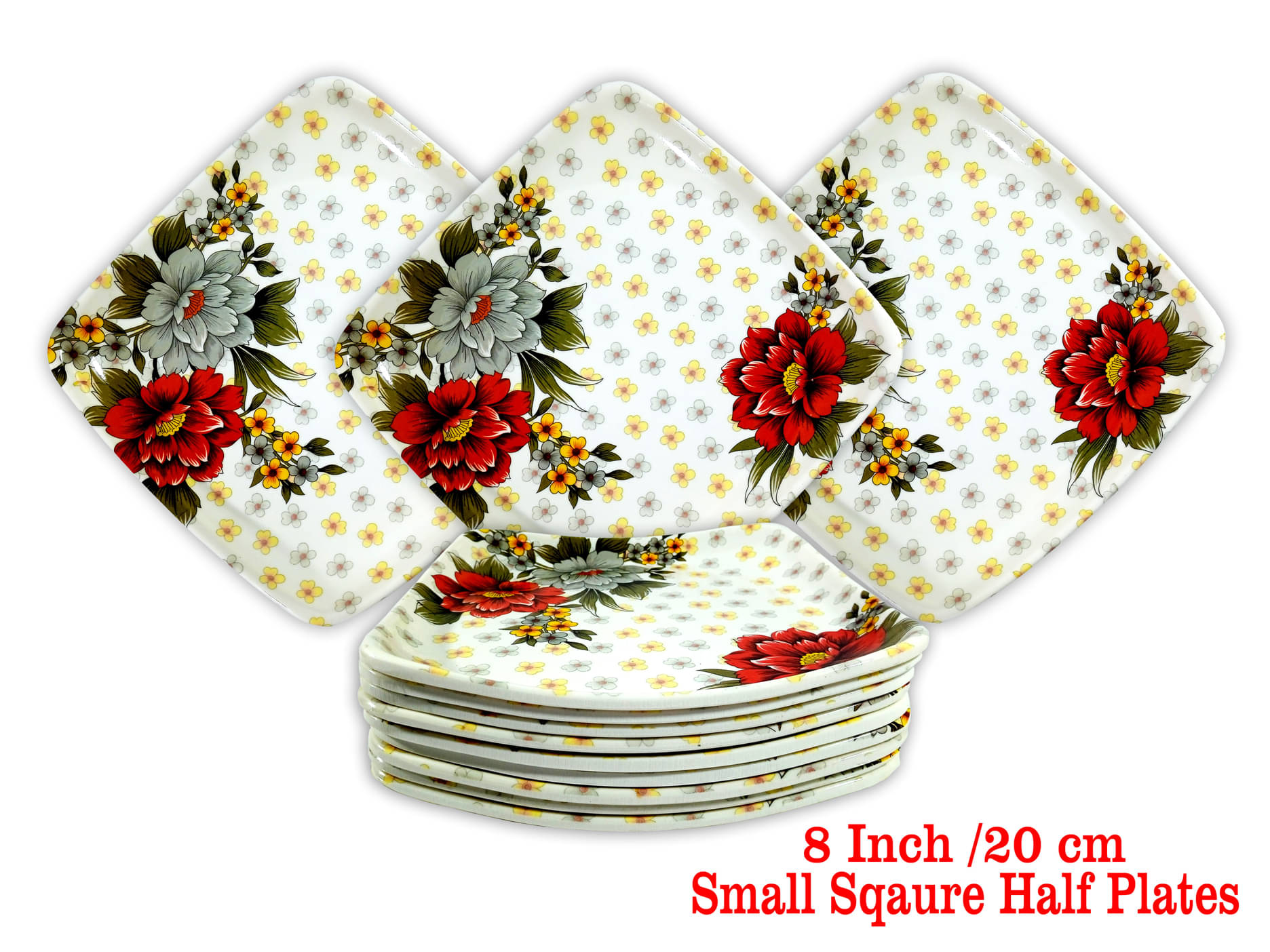 Inpro 12 Pcs Melamine Multi Color Half Plate Inpro 12 Pcs Melamine Multi Color Half Plate