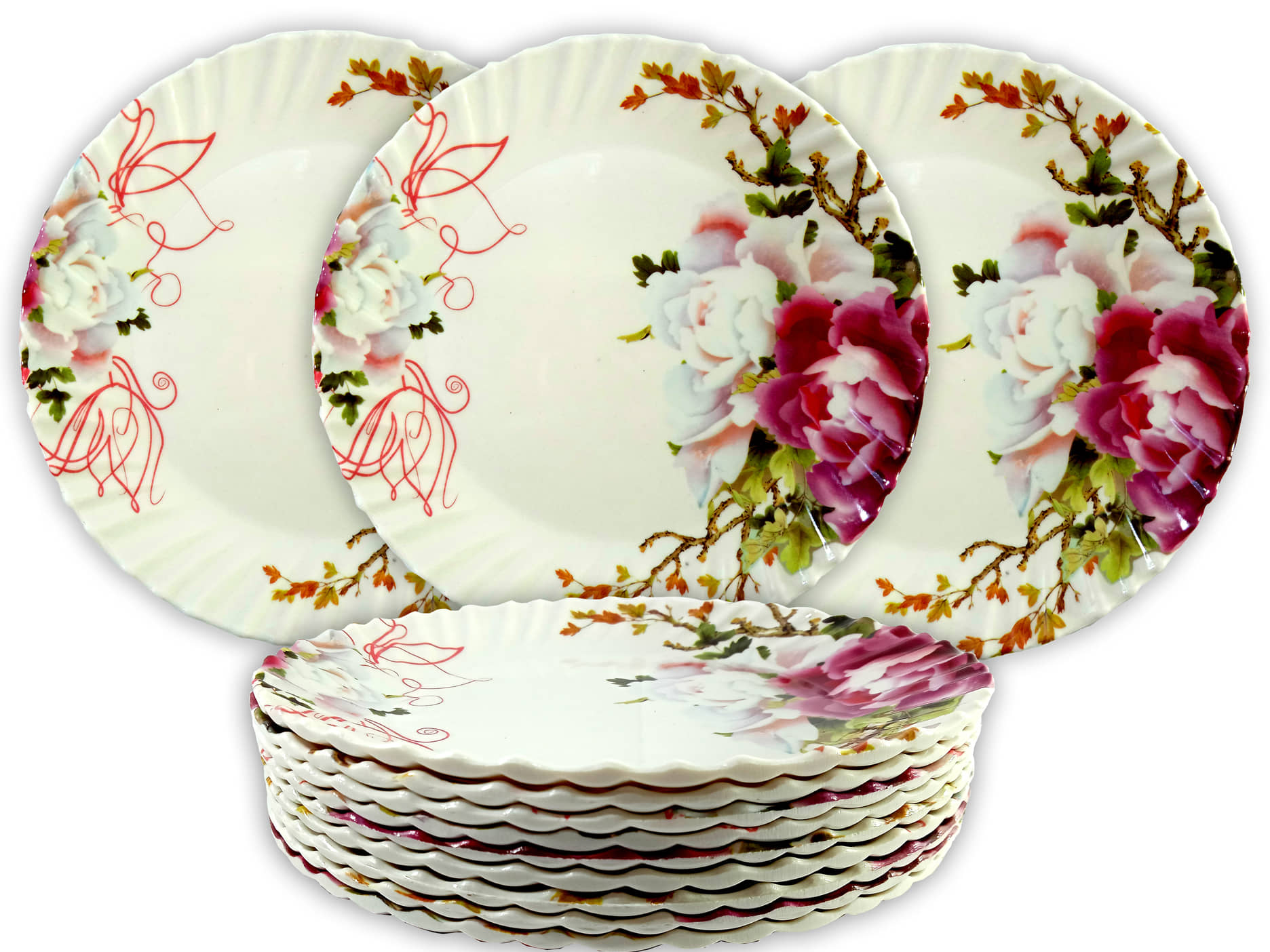 Inpro 12 Pcs Melamine Multi Color Half Plate