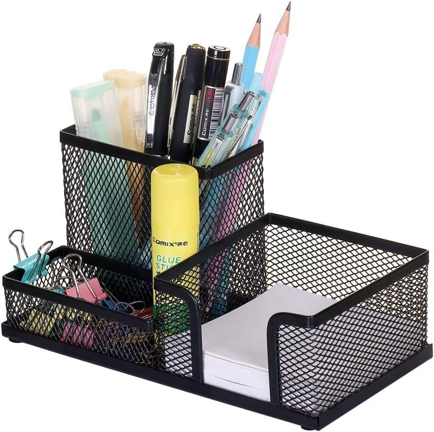 Jellify 3 Compartments Pen Holder for Desk Mesh Metal Pencil Holders Pen Cup Marker Holder Desk Caddy with Sticky Notes Holder Pen Organizer for Office Supplies Workspace School Home Black Jellify 3 Compartments Pen Holder for Desk Mesh Metal Pencil Holders Pen Cup Marker Holder Desk Caddy with Sticky Notes Holder Pen Organizer for Office Supplies Workspace School Home Black