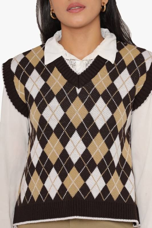KASMA Cotton Blend Brown Pullovers - KASMA Cotton Blend Brown Pullovers -