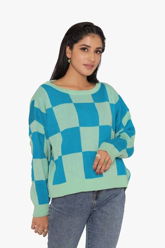     			KASMA Women Cotton Blend Round Neck Pullover ( Green )
