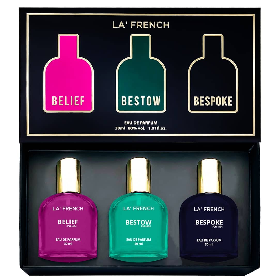LA FRENCH - B Series Gift Set (Belief Bestow Bespoke) Eau De Parfum (EDP) For Men 90ml ( Pack of 1 )
