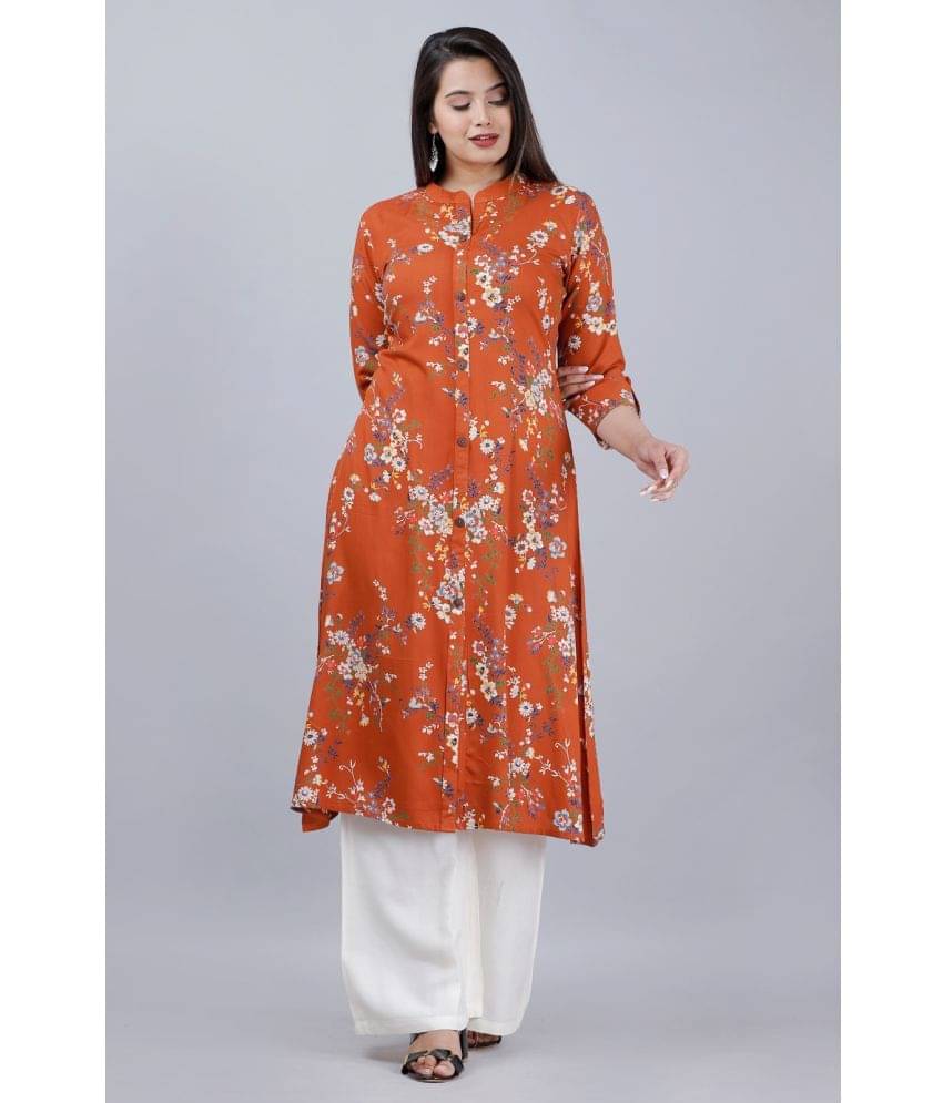 MAUKA - Brown Front Slit Rayon Women's Stitched Salwar Suit ( Pack of 1 ) MAUKA - Brown Front Slit Rayon Women's Stitched Salwar Suit ( Pack of 1 )