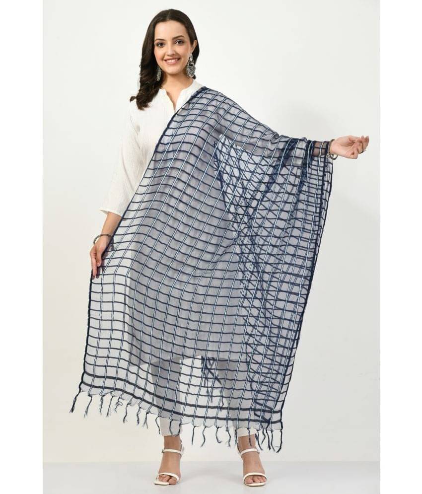     			MAURYA - Navy Chanderi Women's Dupatta - ( Pack of 1 )