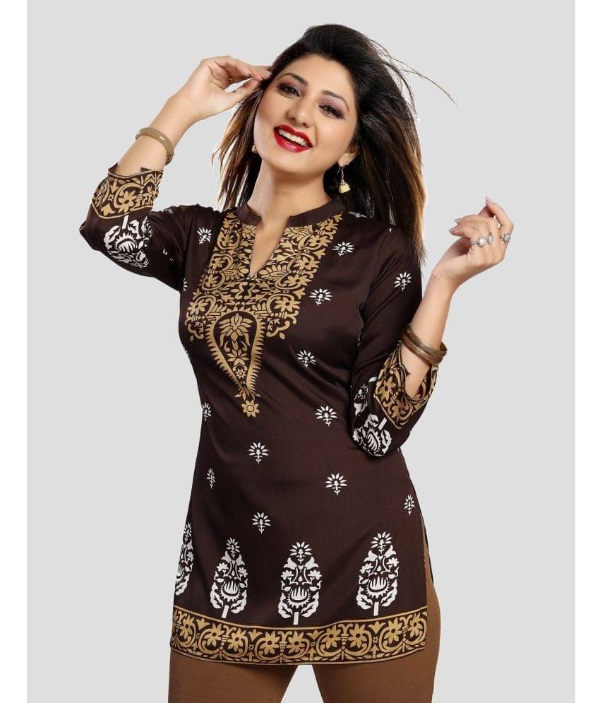 Meher Impex - Brown Crepe Women's Tunic ( Pack of 1 ) Meher Impex - Brown Crepe Women's Tunic ( Pack of 1 )