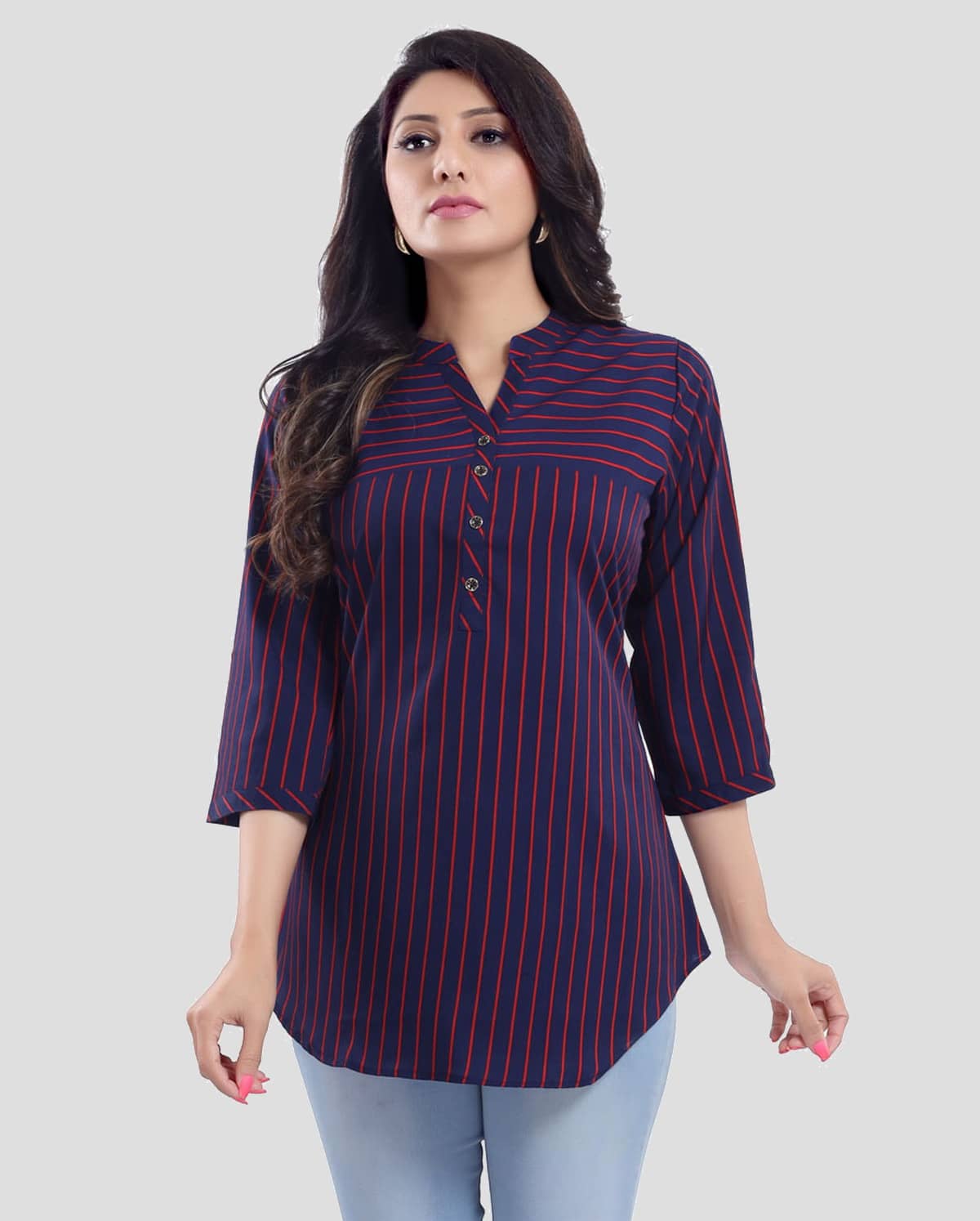 Meher Impex - Navy Blue Crepe Women's A-Line Top ( Pack of 1 )
