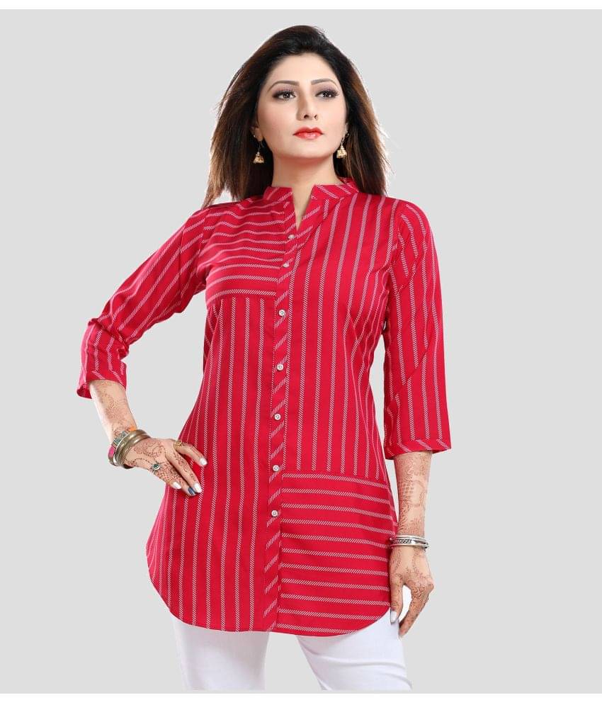Meher Impex - Red Crepe Women's Tunic ( Pack of 1 ) Meher Impex - Red Crepe Women's Tunic ( Pack of 1 )