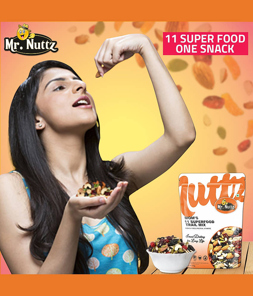 Mr. Nuttz MOM'S 11 Nutrition Food Trail Mix - Fresh & Healthy Dry Fruits, Seeds & Nuts 375 g