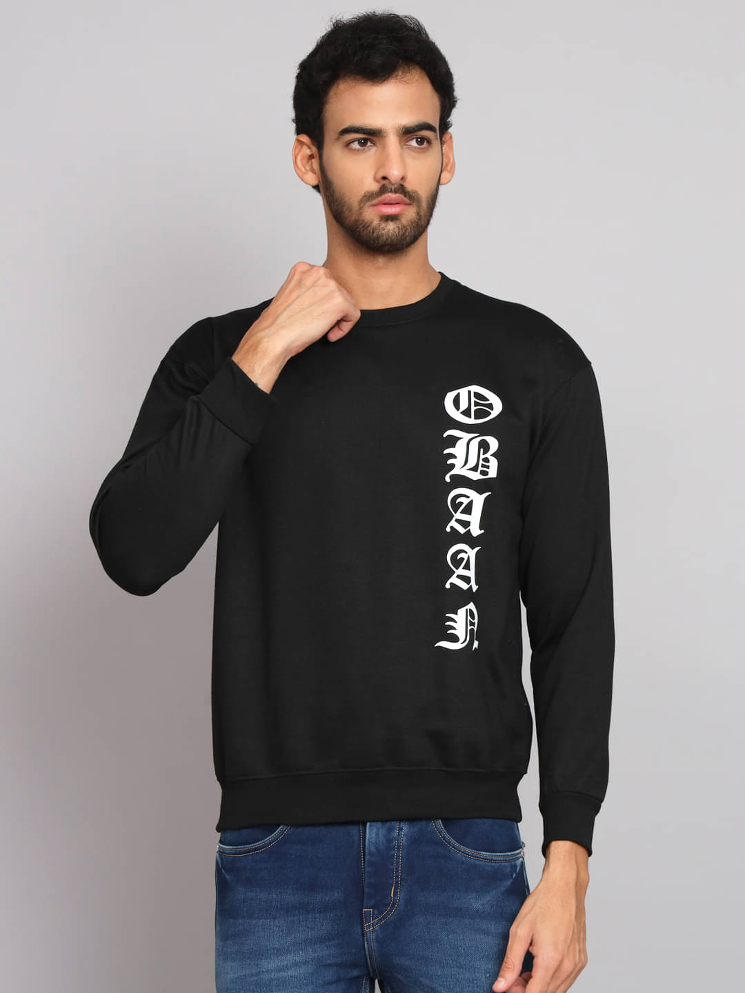 OBAAN - Black Cotton Blend Regular Fit Men's Sweatshirt ( Pack of 1 ) OBAAN - Black Cotton Blend Regular Fit Men's Sweatshirt ( Pack of 1 )