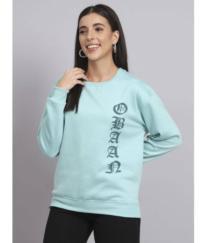     			OBAAN Cotton Blend Blue Non Hooded Sweatshirt