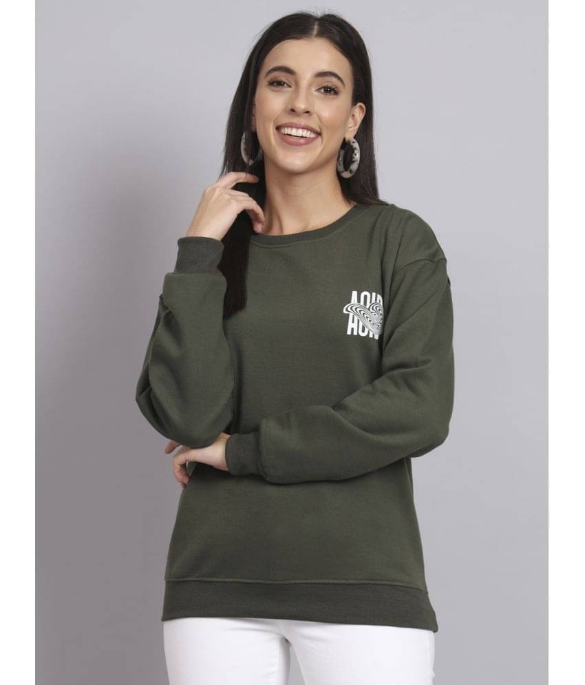 OBAAN Cotton Blend Olive Non Hooded Sweatshirt OBAAN Cotton Blend Olive Non Hooded Sweatshirt