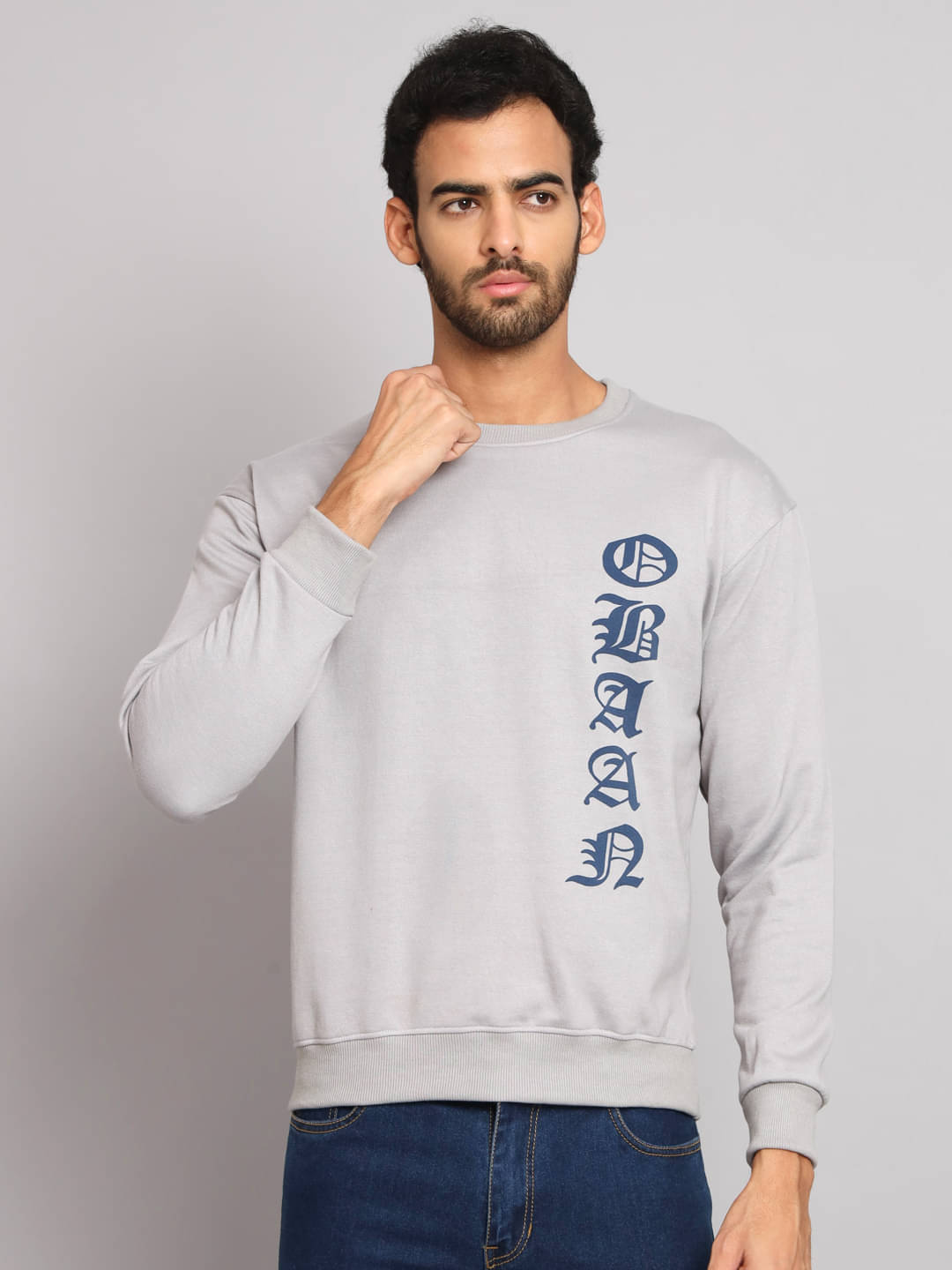OBAAN - Grey Cotton Blend Regular Fit Men's Sweatshirt ( Pack of 1 ) OBAAN - Grey Cotton Blend Regular Fit Men's Sweatshirt ( Pack of 1 )