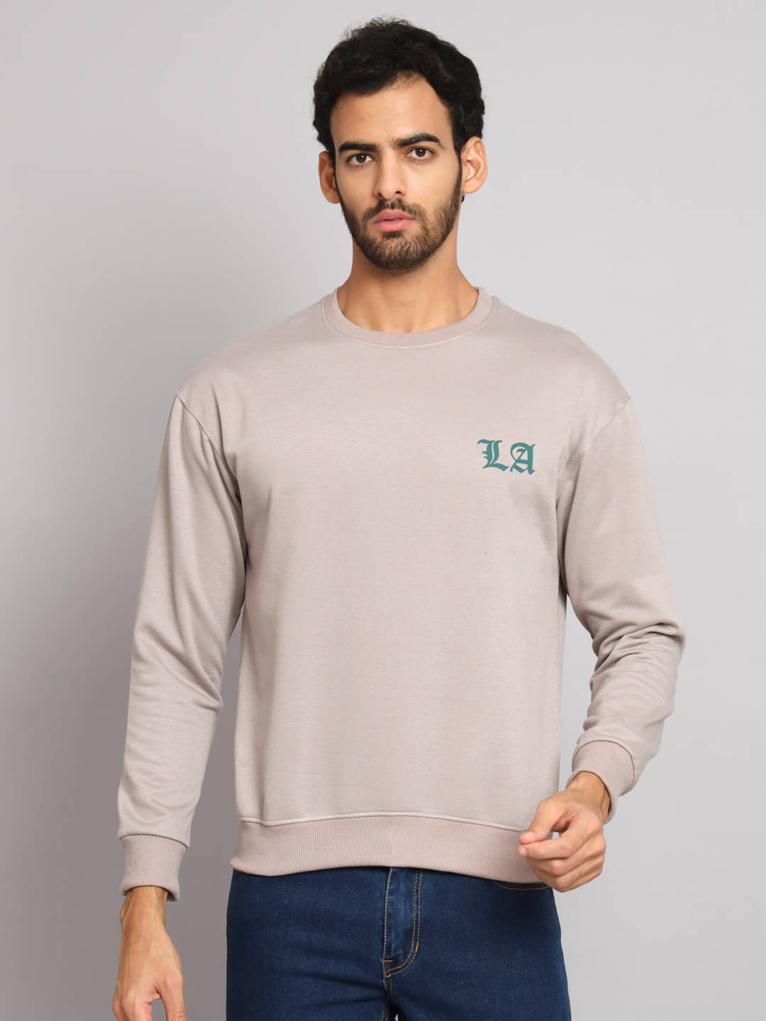     			OBAAN - Grey Cotton Blend Regular Fit Men's Sweatshirt ( Pack of 1 )