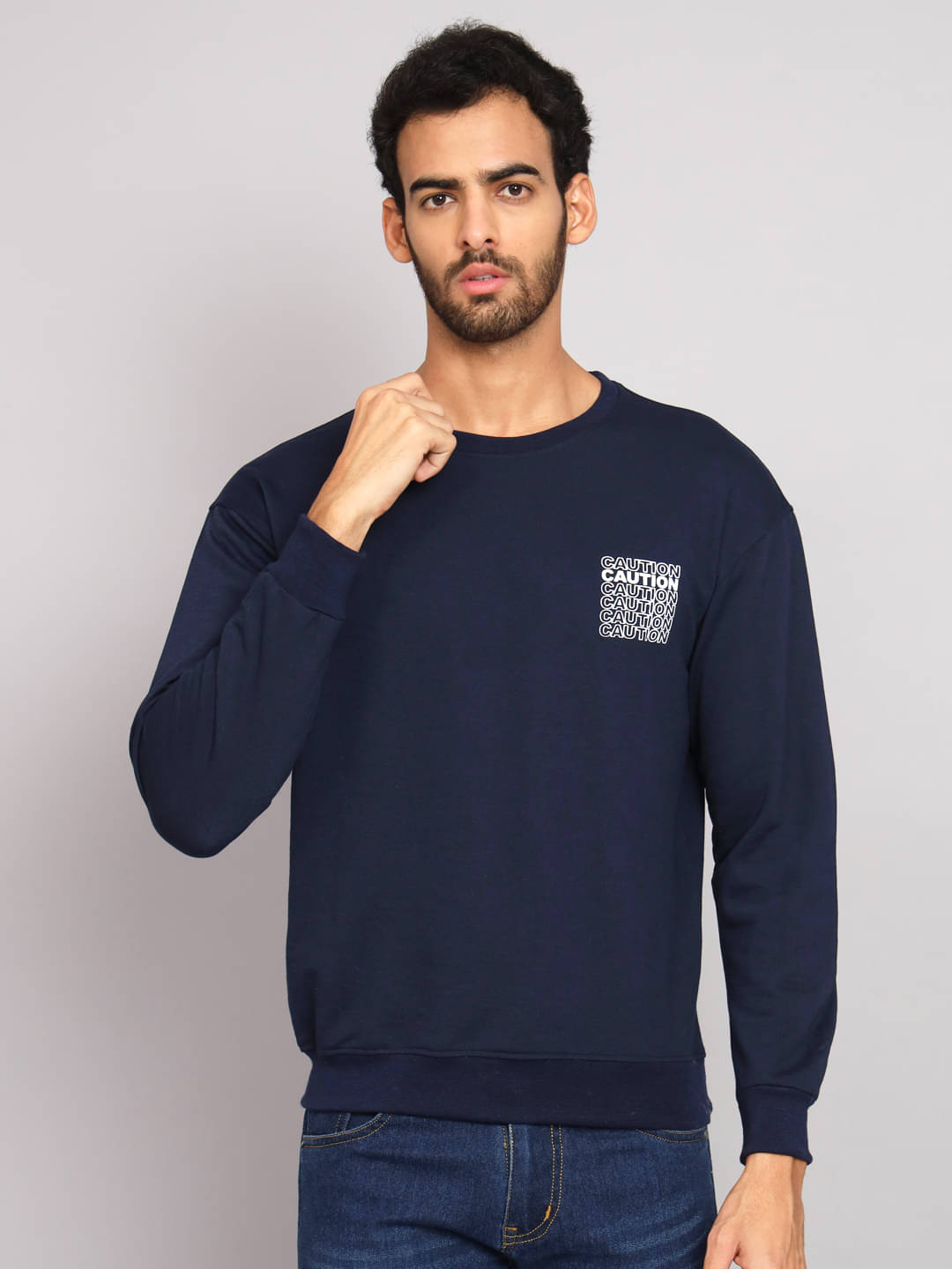 OBAAN - Navy Cotton Blend Regular Fit Men's Sweatshirt ( Pack of 1 ) OBAAN - Navy Cotton Blend Regular Fit Men's Sweatshirt ( Pack of 1 )