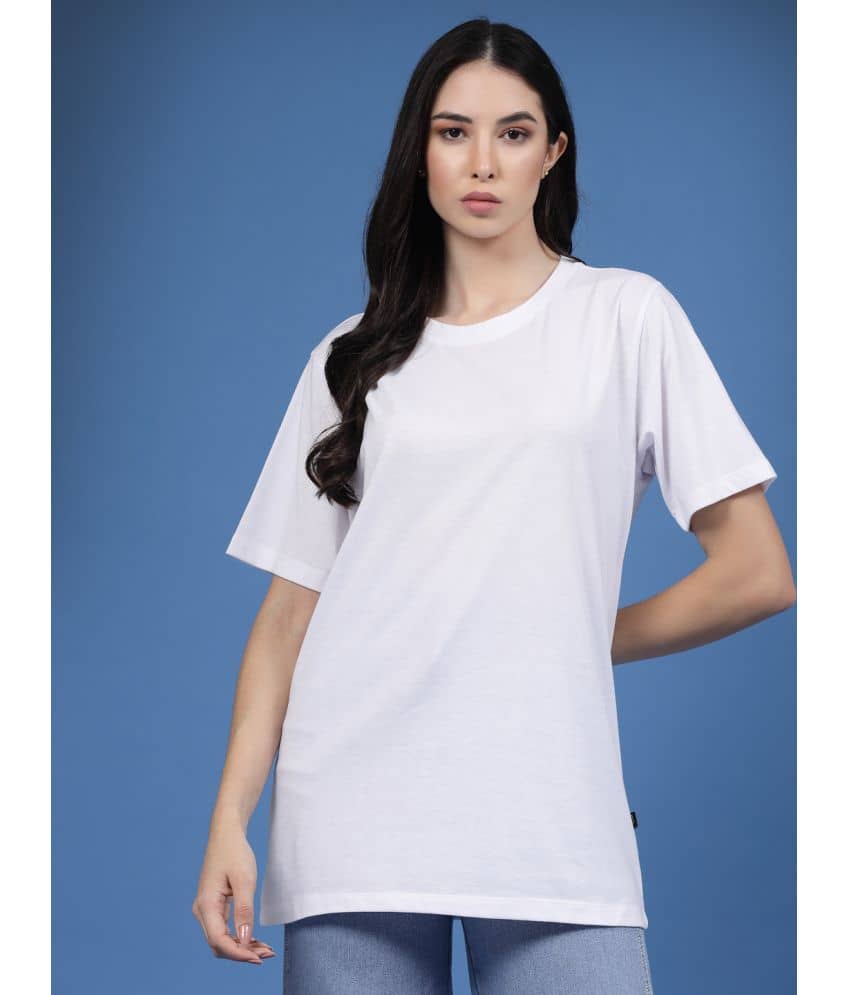Rigo Women Cotton Printed Oversized Fit Round Neck T-Shirt ( Black )