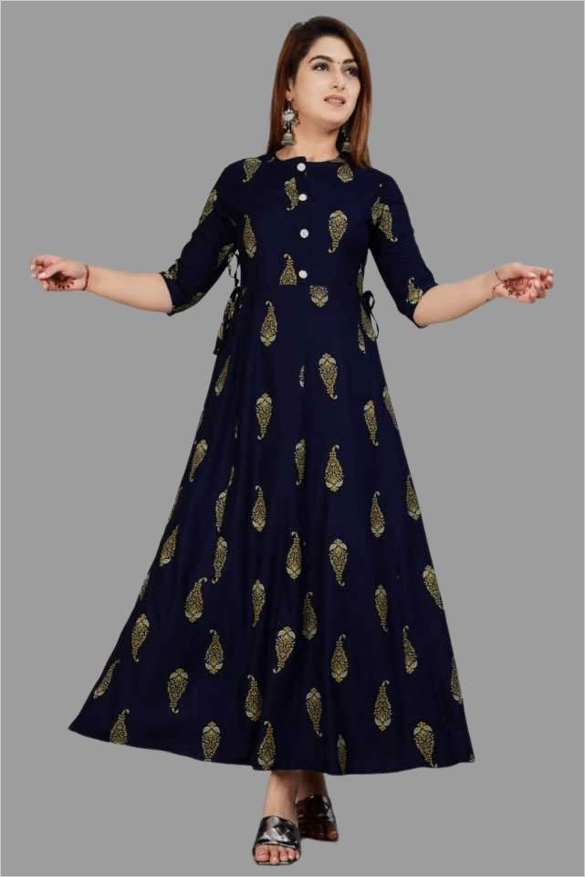     			SIPET - Blue Rayon Women's Anarkali Kurti ( Pack of 1 )