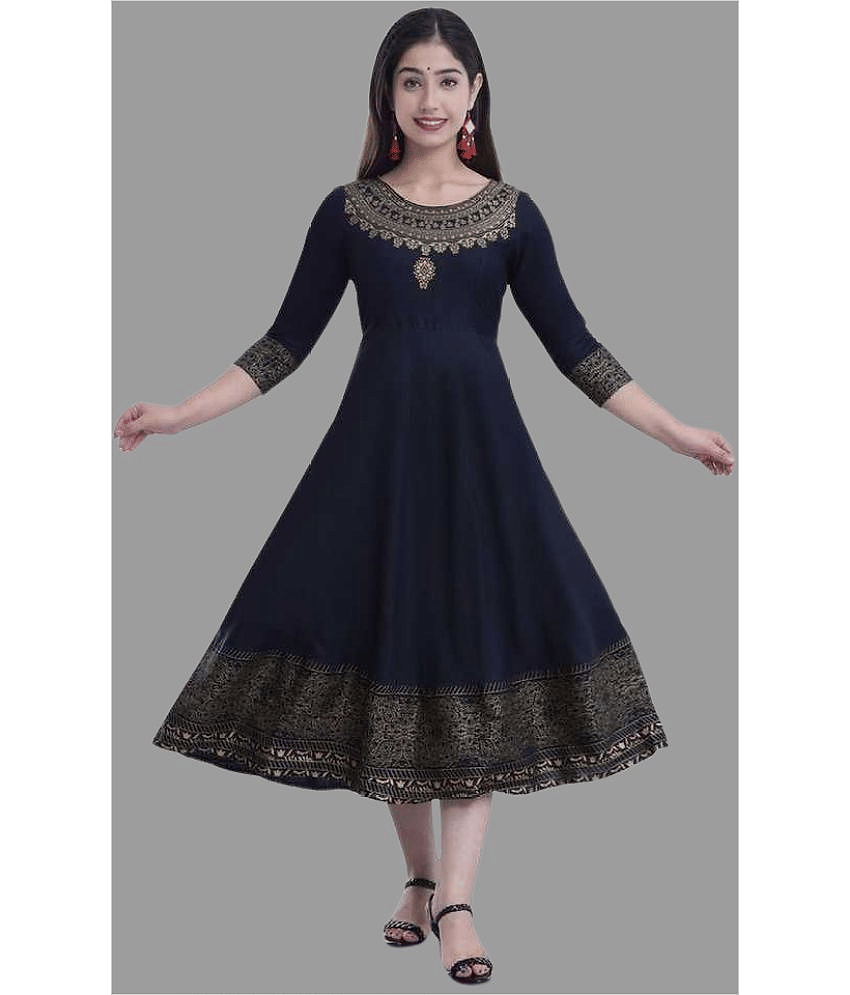 SIPET - Blue Rayon Women's Anarkali Kurti ( Pack of 1 ) - Kurtis, Tunics | Buy online on ZillyBuy