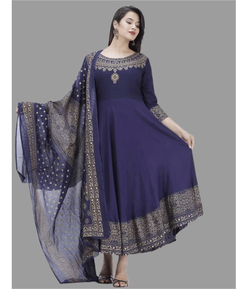 SIPET - Blue Rayon Women's Flared Kurti ( Pack of 1 ) - Kurtis, Tunics | Buy online on ZillyBuy
