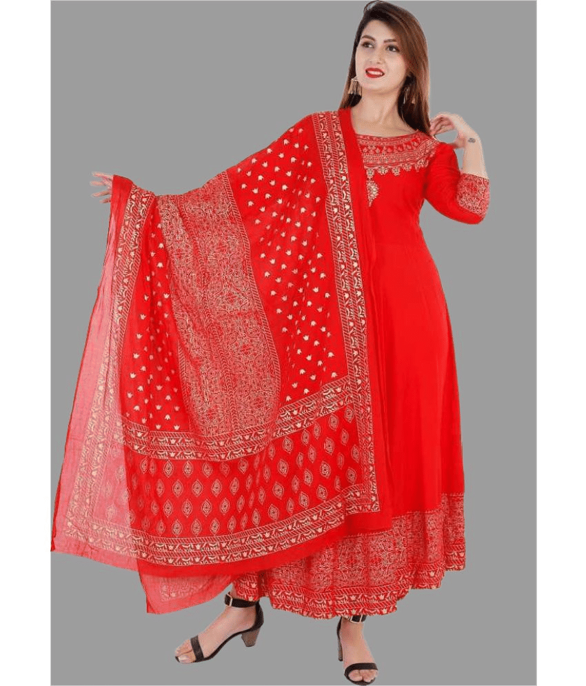 SIPET - Red Rayon Women's Anarkali Kurti ( Pack of 1 ) - Kurtis, Tunics | Buy online on ZillyBuy