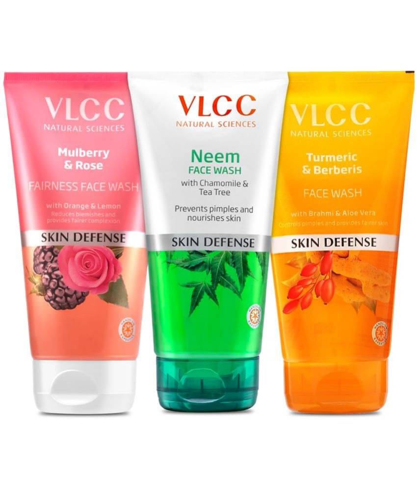 Vlcc Original Neem Tea Tree & Mulberry Rose & Turmeric Berberis Face Wash ,150Ml(Pack Of 3) Vlcc Original Neem Tea Tree & Mulberry Rose & Turmeric Berberis Face Wash ,150Ml(Pack Of 3)