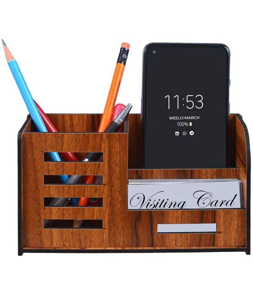 Wooden Desk Organizer Pen And Pencil Stand For Office Pen Stand With Visiting Card & Mobile Holder Wooden Desk Organizer Pen And Pencil Stand For Office Pen Stand With Visiting Card & Mobile Holder