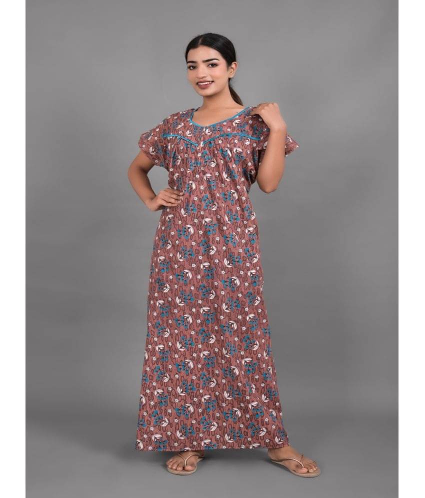     			Apratim - Brown Cotton Women's Nightwear Nighty & Night Gowns ( Pack of 1 )