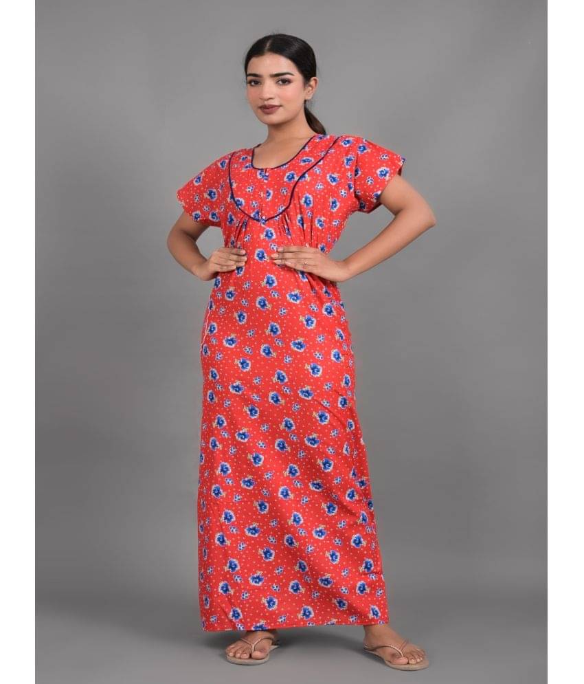     			Apratim - Red Cotton Women's Nightwear Nighty & Night Gowns ( Pack of 1 )