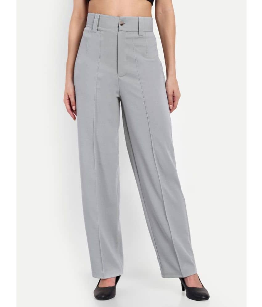 Glito - Grey Polyester Straight Women's Casual Pants ( Pack of 1 ) - Trousers | Buy online on ZillyBuy
