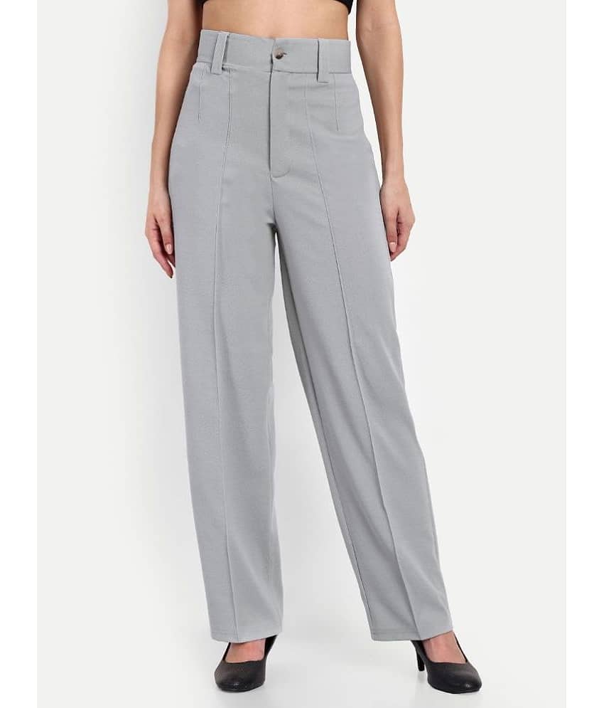Glito - Grey Polyester Straight Women's Casual Pants ( Pack of 1 ) - Trousers | Buy online on ZillyBuy