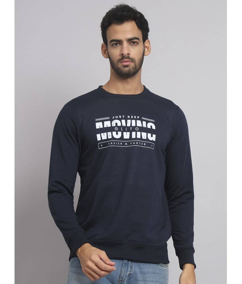 Glito - Navy Fleece Regular Fit Men's Sweatshirt ( Pack of 1 ) Glito - Navy Fleece Regular Fit Men's Sweatshirt ( Pack of 1 )