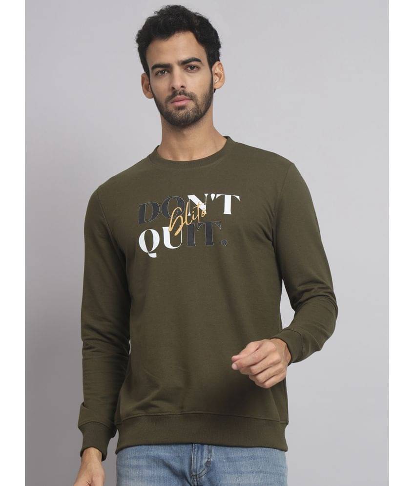     			Glito - Olive Fleece Regular Fit Men's Sweatshirt ( Pack of 1 )