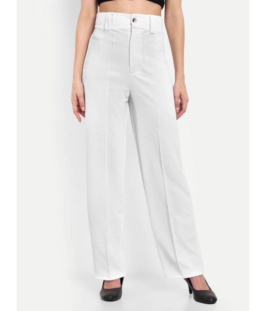     			Glito - White Polyester Straight Women's Casual Pants ( Pack of 1 )